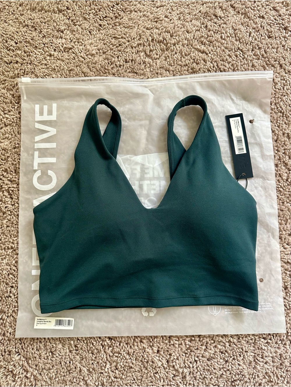 Oner Active SoftMotion Longline Sports Bra Dark Racing Green S NWT